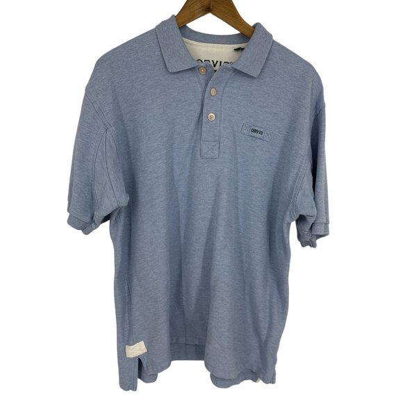 Orvis Mens Blue Short-Sleeve Polo Shirt With Logo & Button Closure Size TL - Picture 1 of 12